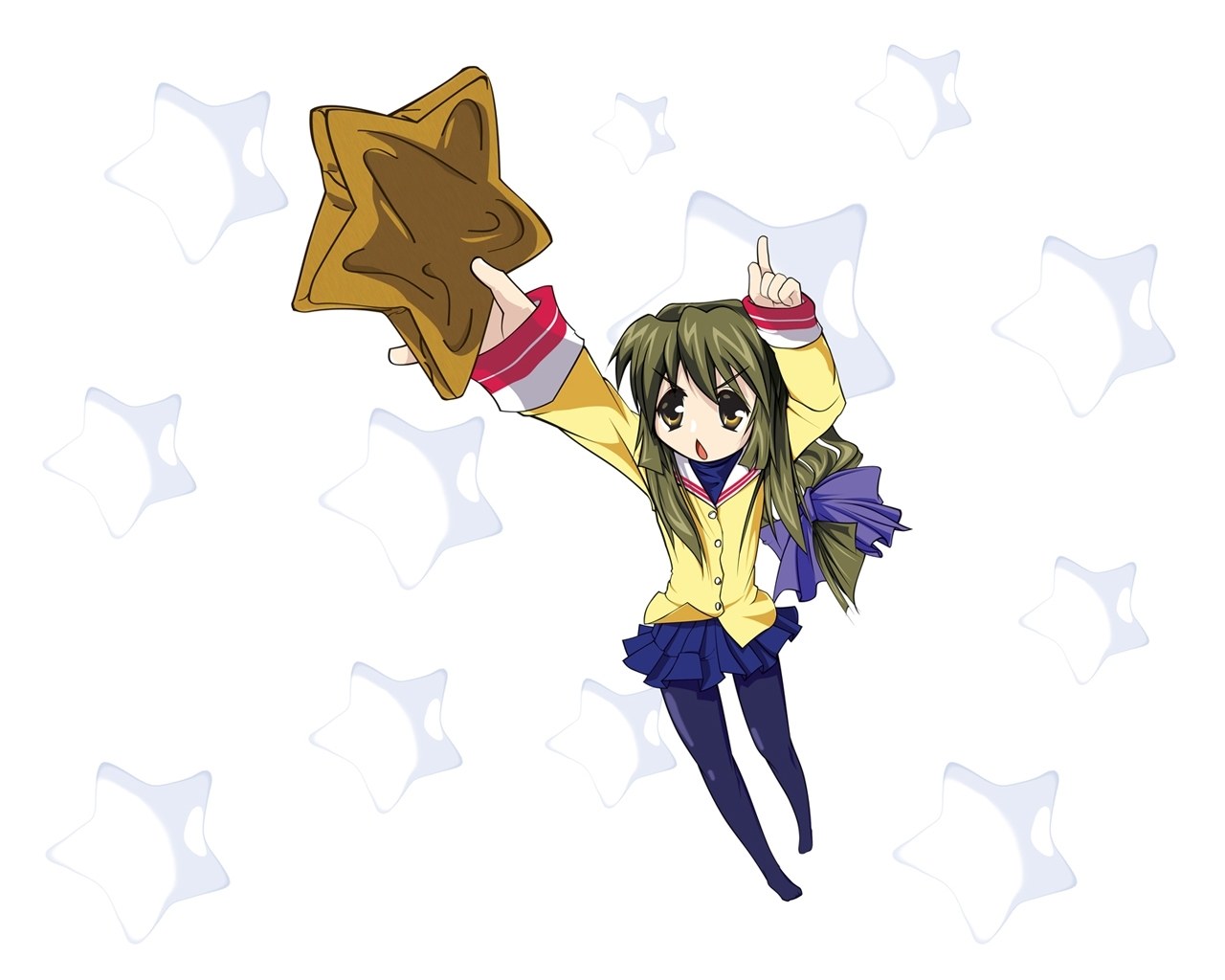 anime girl with star pillow
