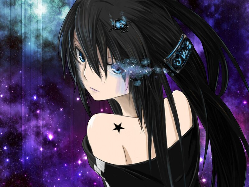 anime girl with star tattoo