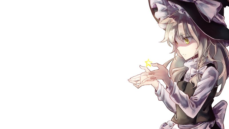 Anime Girl with Star — White, Calm