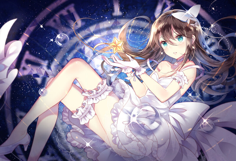 Anime Girl with Star — White