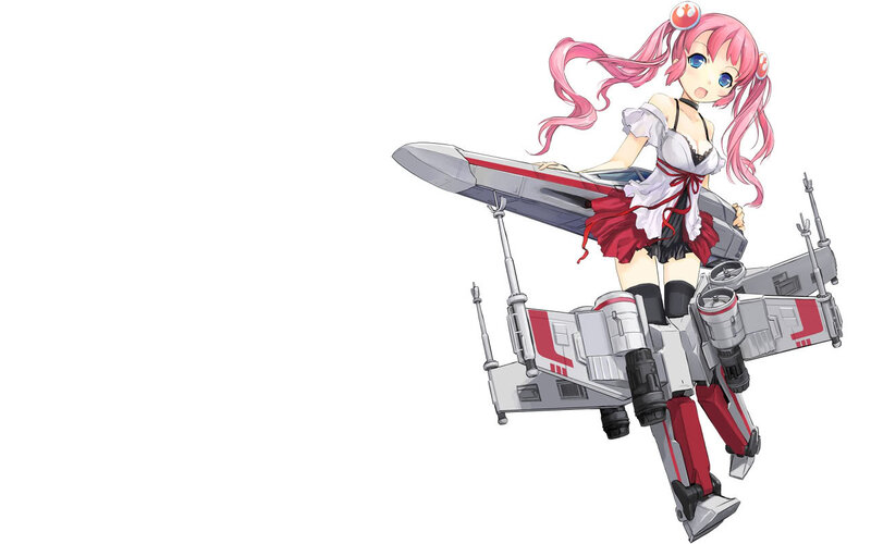 anime girl with starfighter