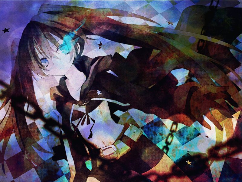 anime girl with starry background