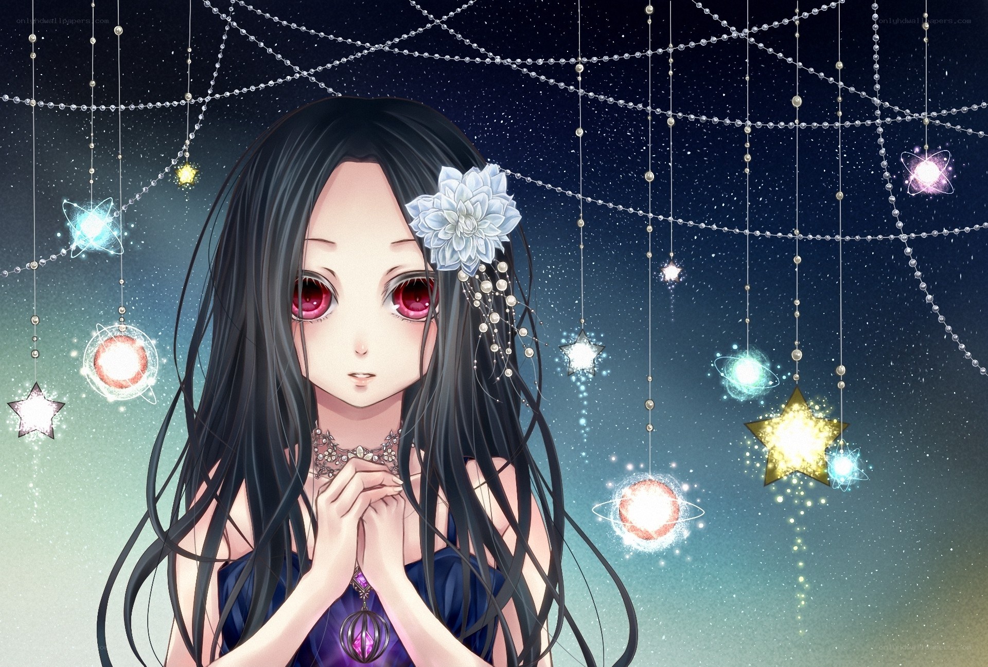 Anime girl with starry background