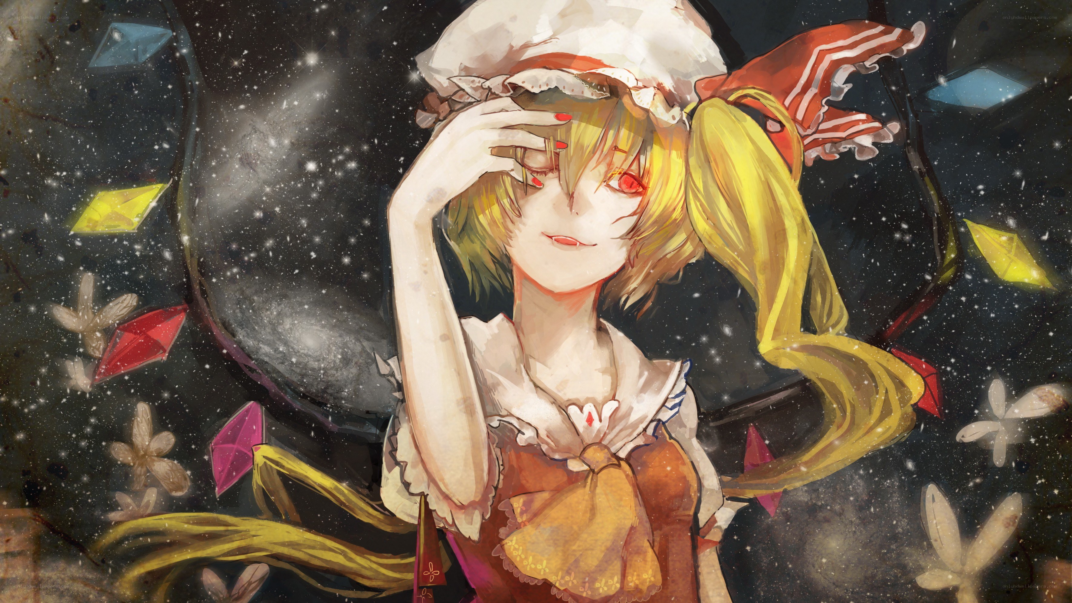 anime girl with starry background
