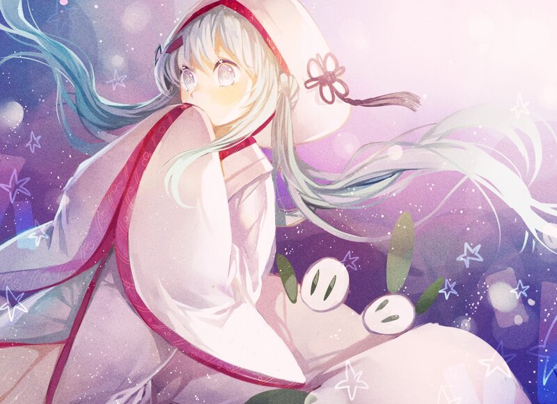 Anime girl with starry background