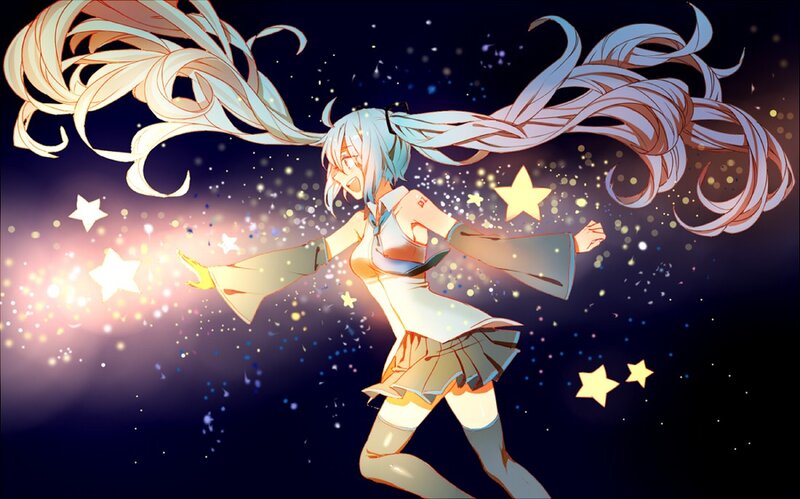 Anime girl with starry background