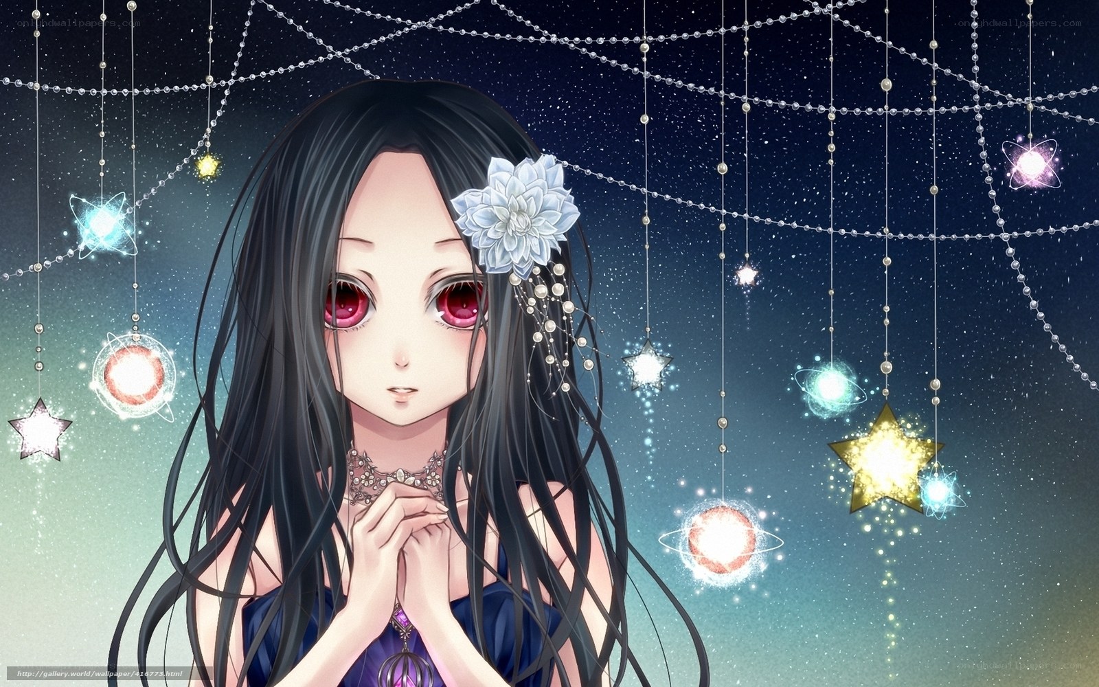 Anime girl with starry background