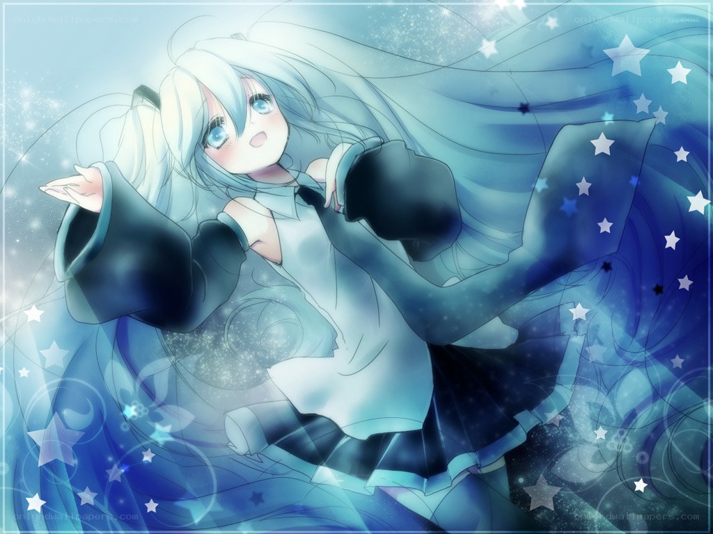 anime girl with starry background