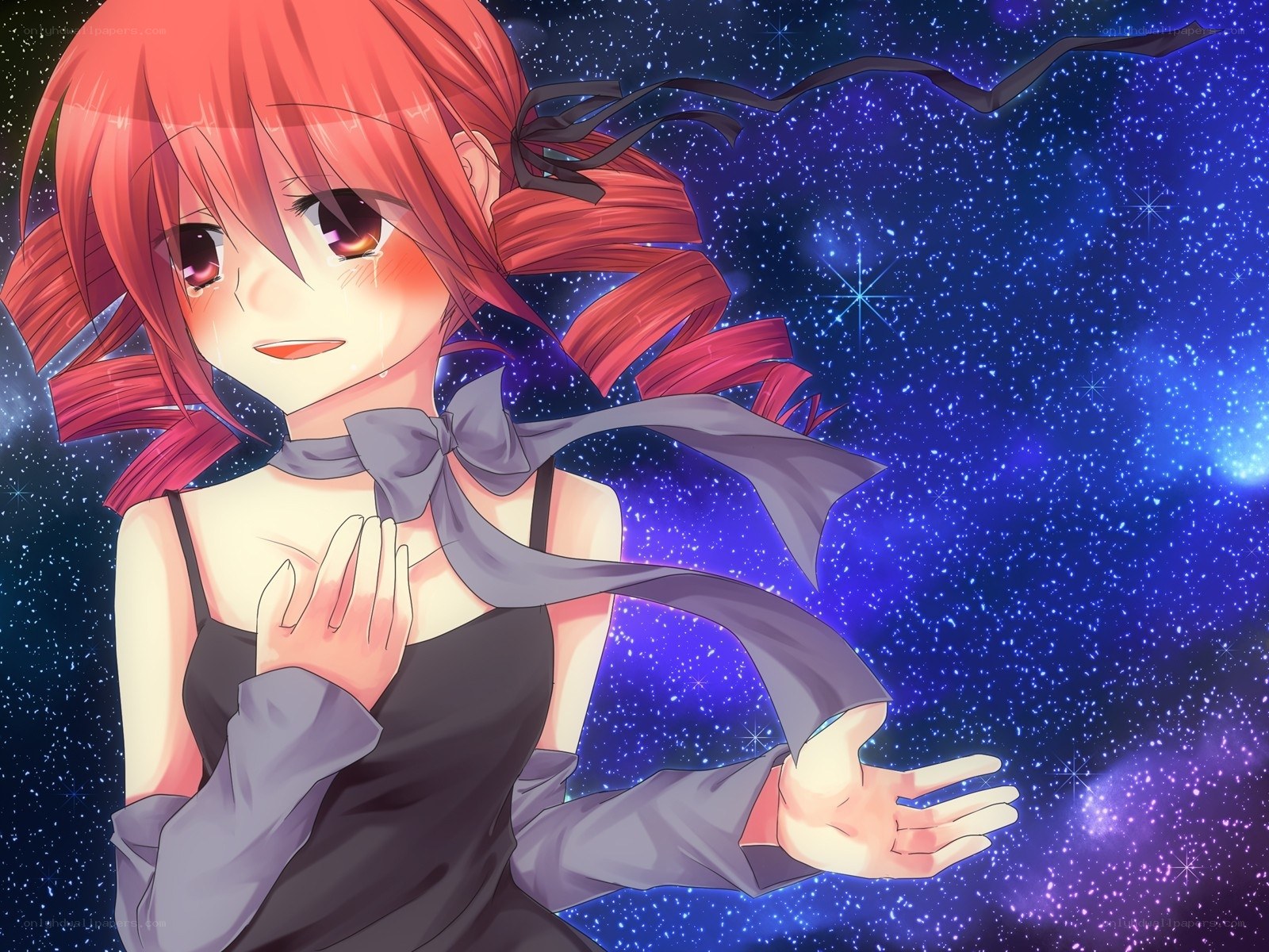 Anime girl with starry background