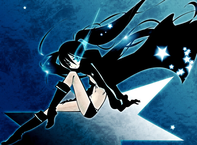 anime girl with starry cape