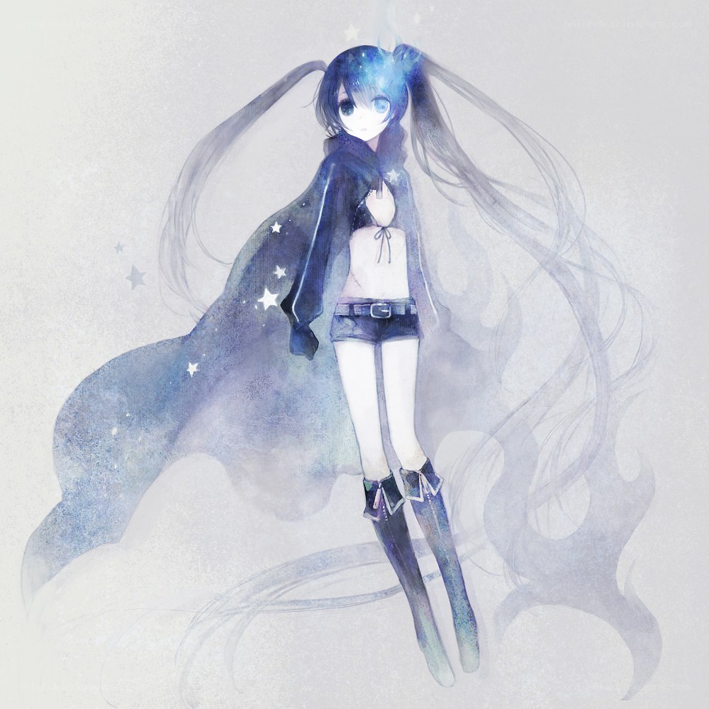 anime girl with starry cloak