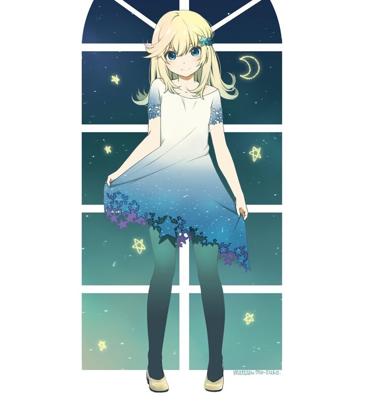 Anime girl with starry dress