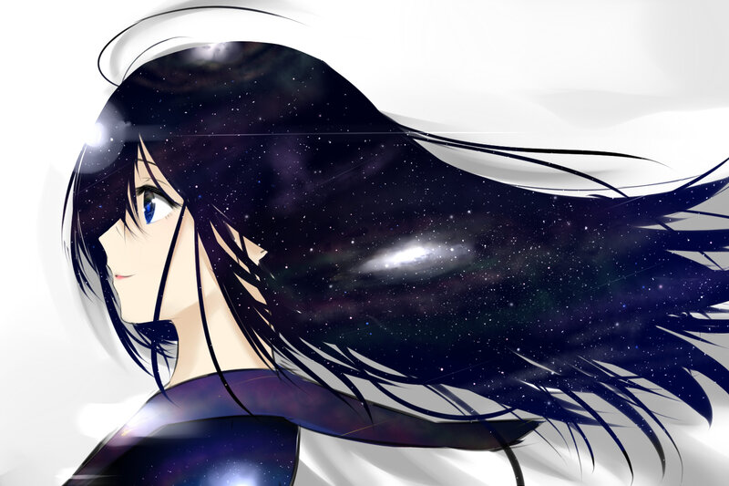 Anime Girl with Starry Hair