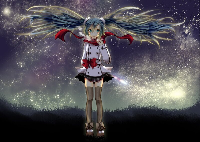 Anime girl with starry sky