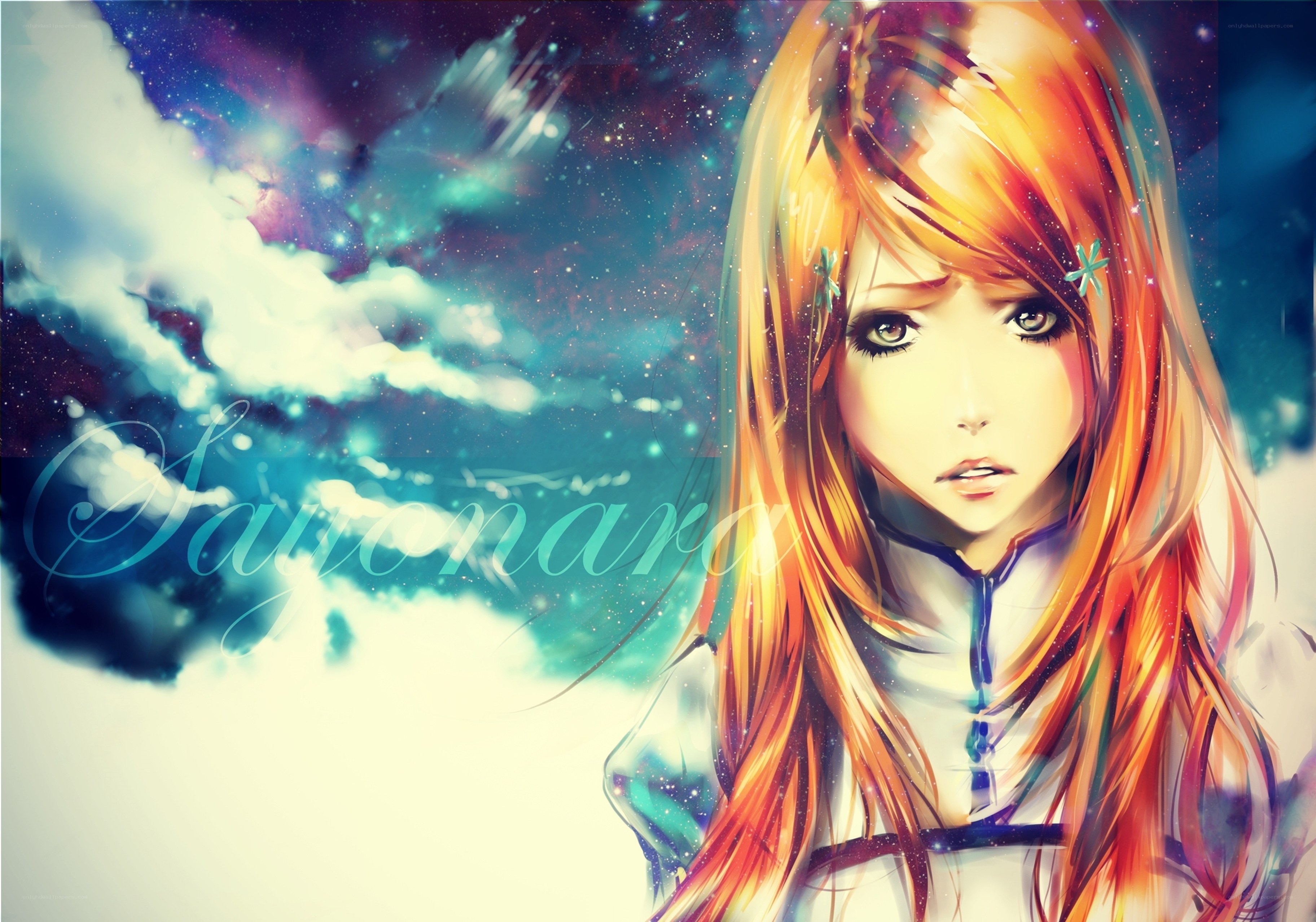 Anime girl with starry sky