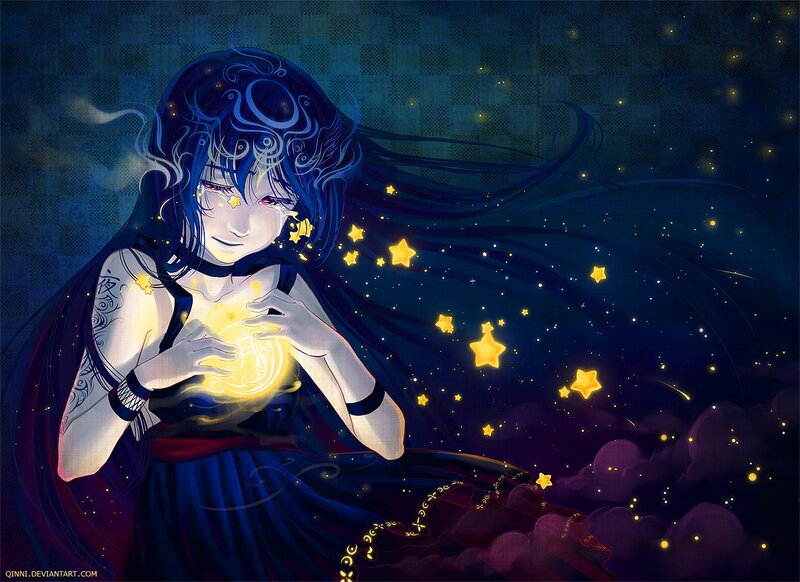 anime girl with stars