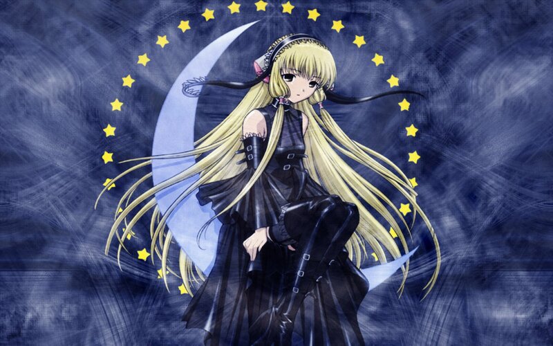 anime girl with stars and moon