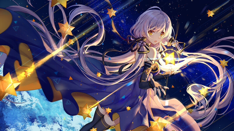 Anime Girl with Stars — Blue, Dramatic
