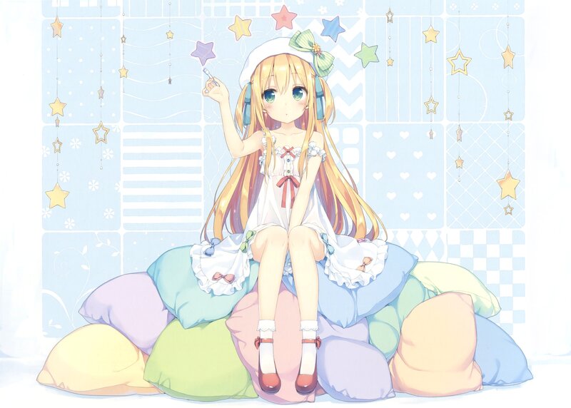 Anime Girl with Stars — Blue