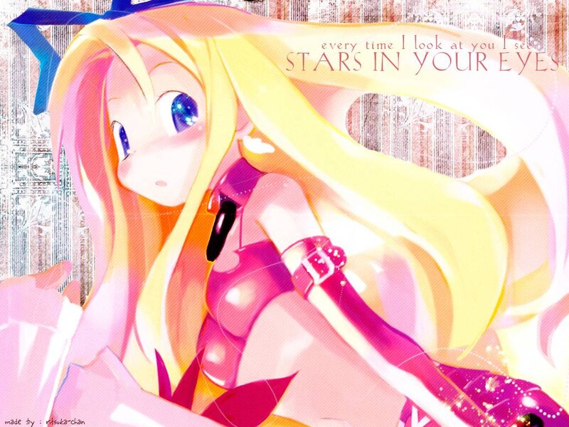 anime girl with stars in eyes