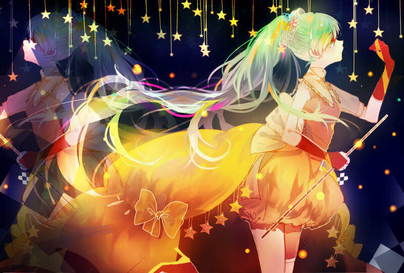 Anime Girl with Stars — Yellow