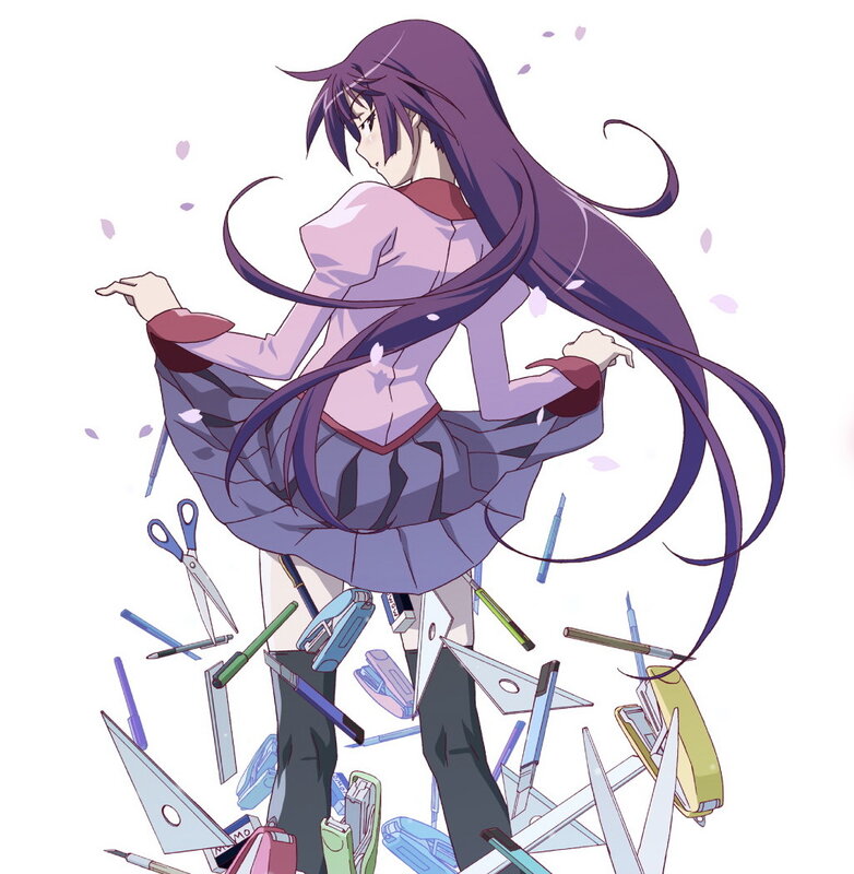 anime girl with stationery