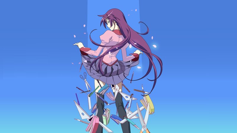 anime girl with stationery