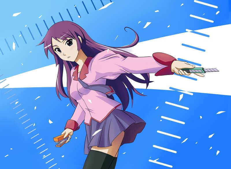 anime girl with stationery
