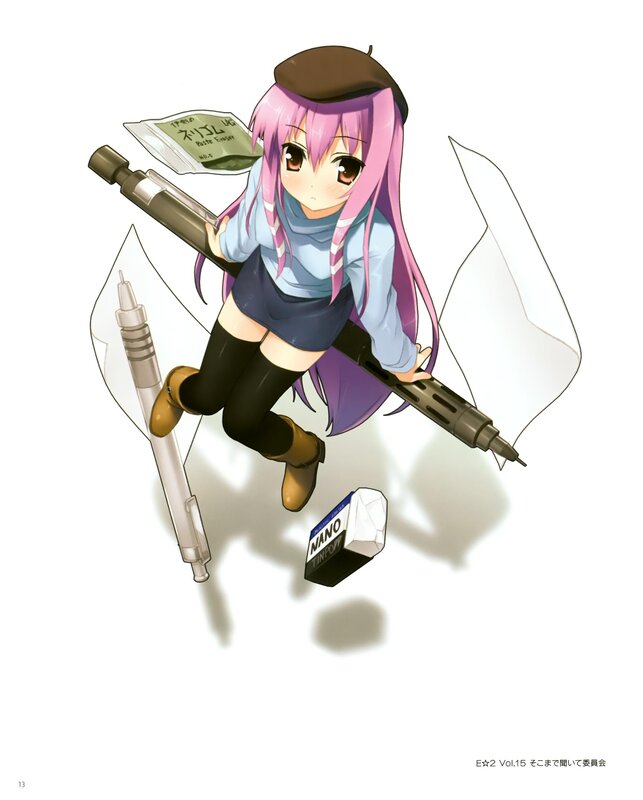 anime girl with stationery