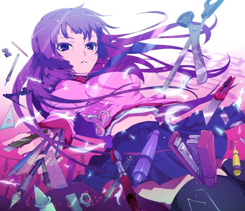 Anime girl with stationery
