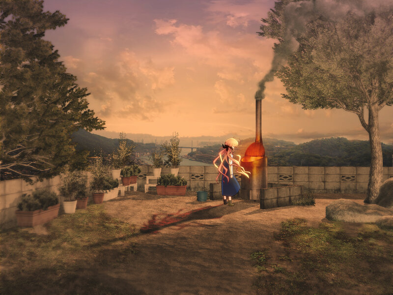 Anime girl with steam engine