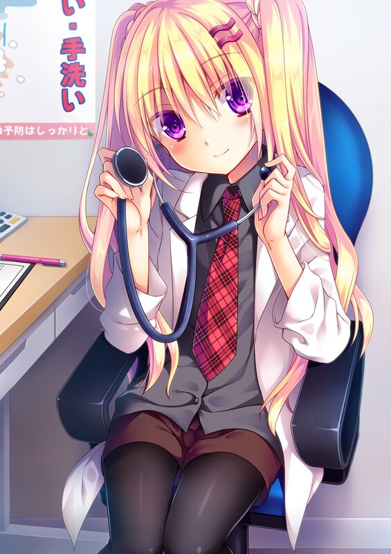 Anime Girl with Stethoscope — Yellow