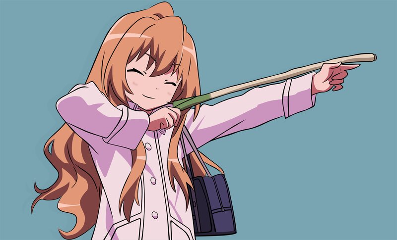 Anime Girl with Stick — Blue