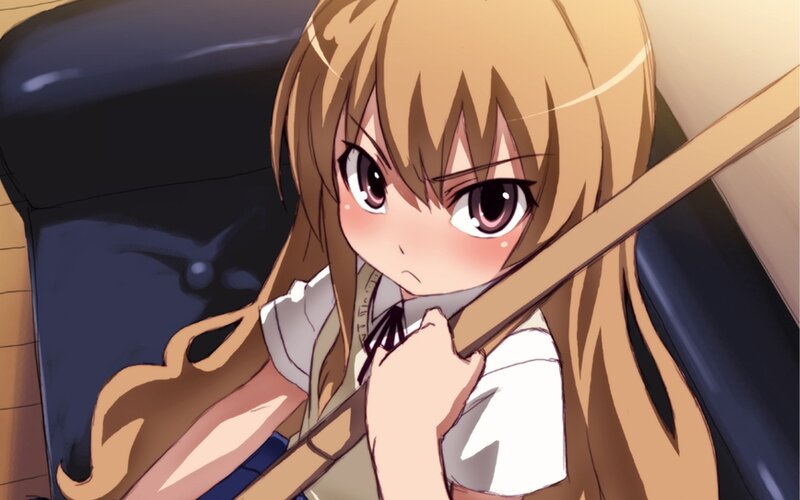 anime girl with stick