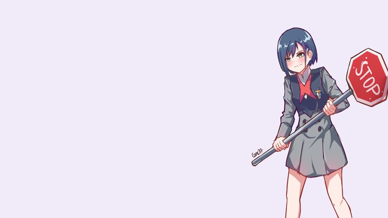 Anime Girl with Stop Sign