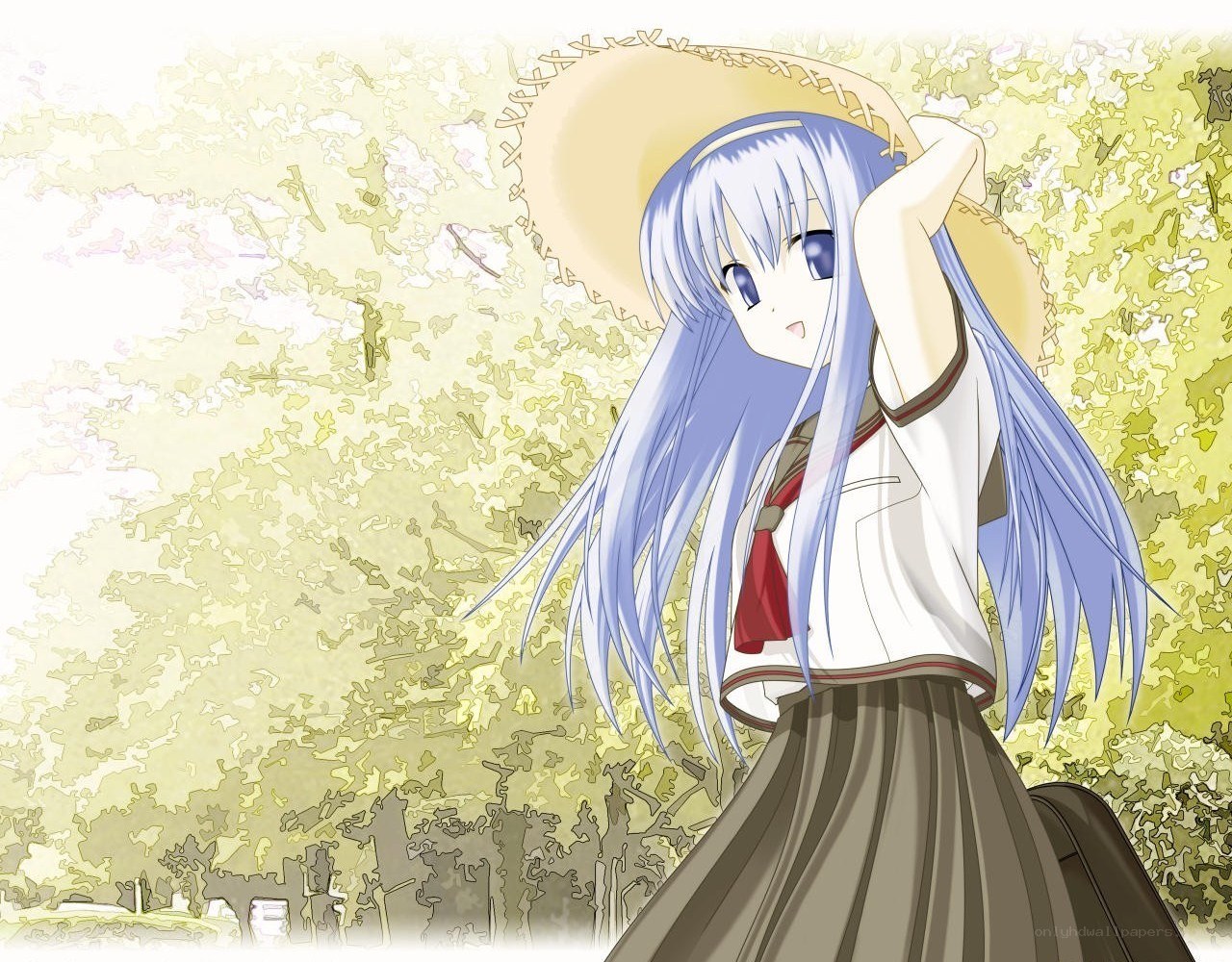 anime girl with straw hat