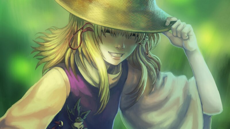 anime girl with straw hat