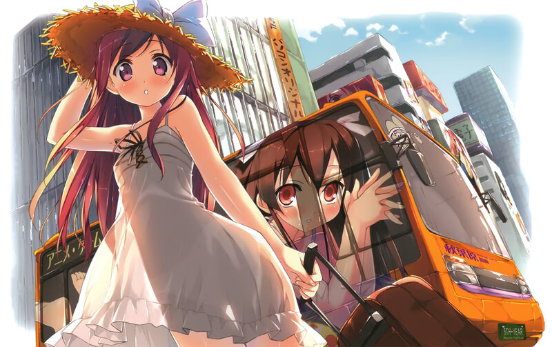 Anime Girl with Straw Hat — Orange