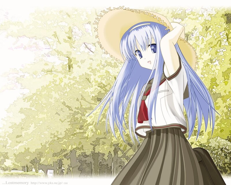 anime girl with straw hat