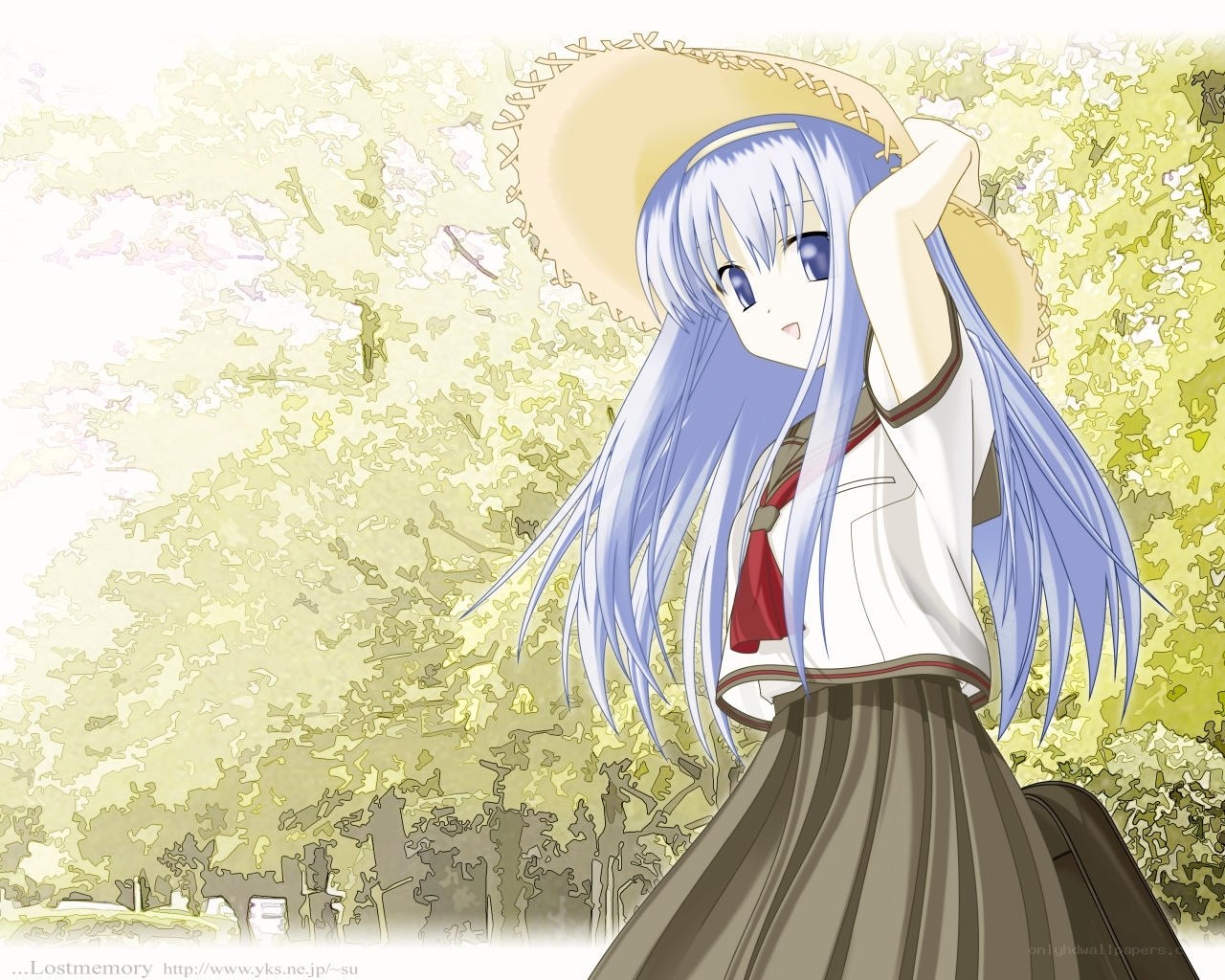 anime girl with straw hat