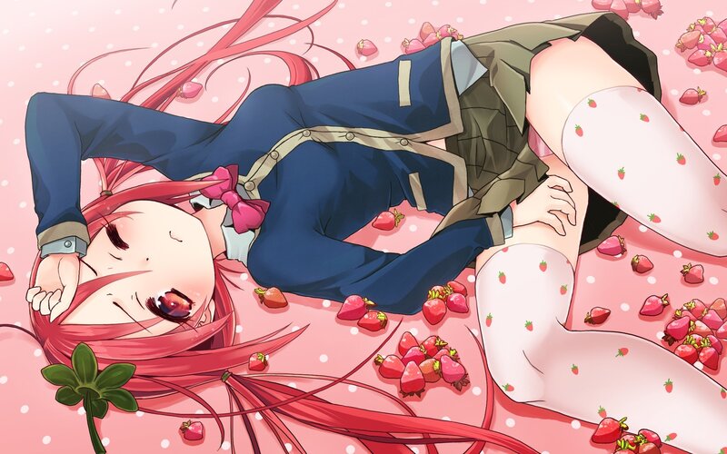 Anime girl with strawberries