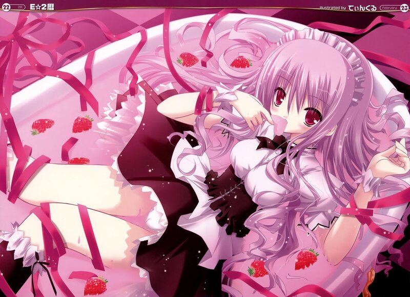 anime girl with strawberries