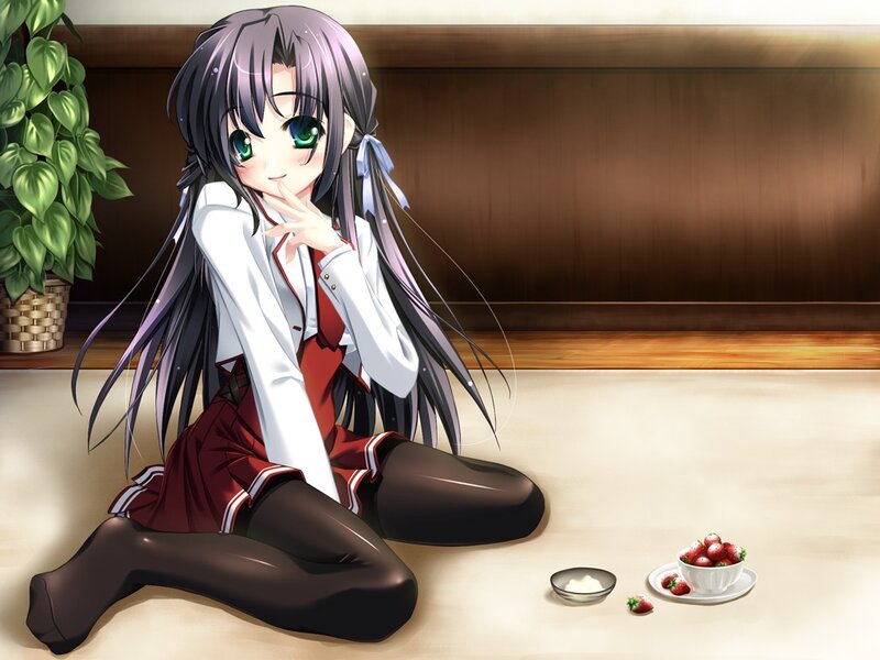 anime girl with strawberries