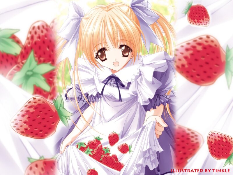 Anime girl with strawberries