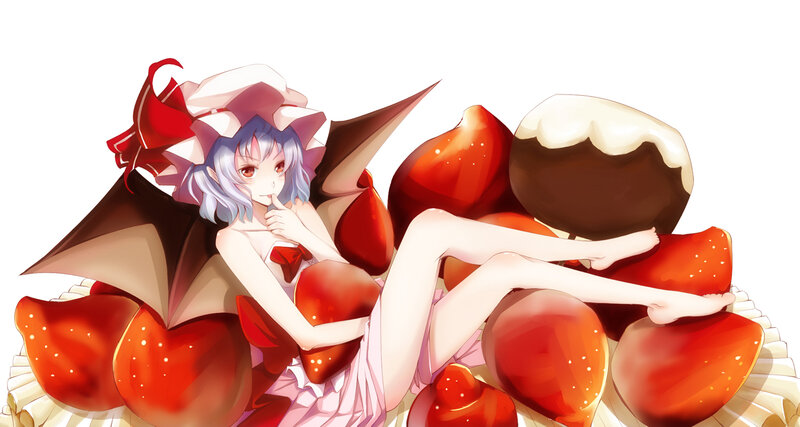 anime girl with strawberries
