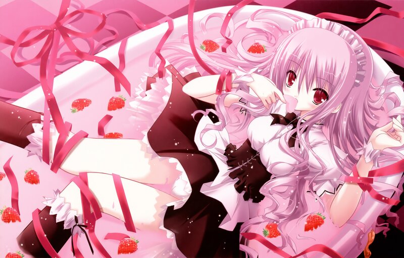 anime girl with strawberries