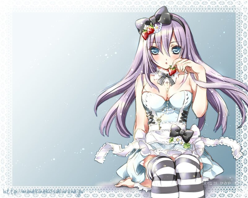 anime girl with strawberries