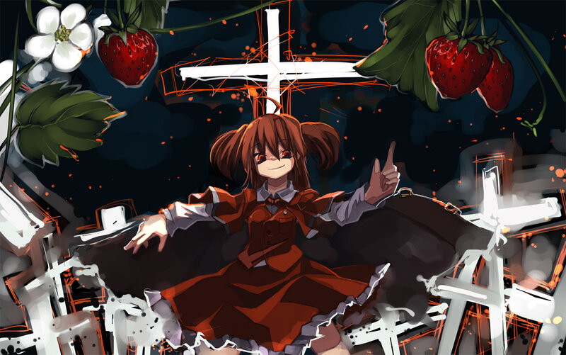 Anime Girl with Strawberries — Red