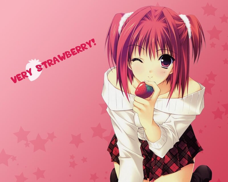 anime girl with strawberry