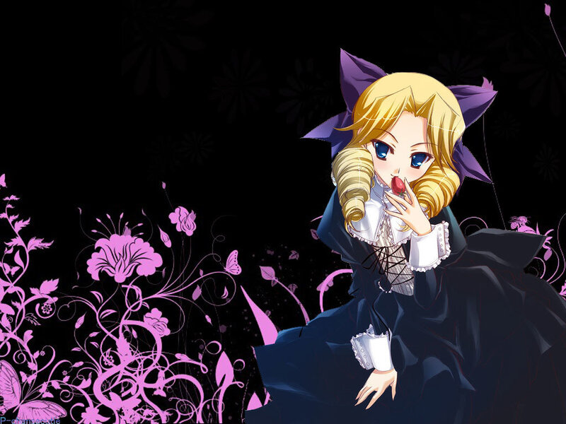 anime girl with strawberry
